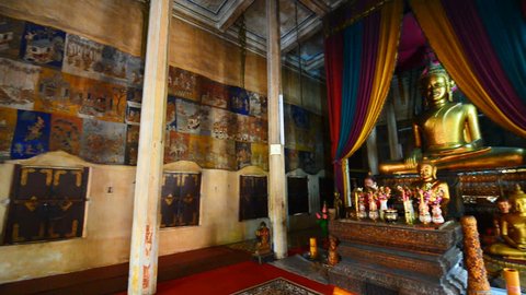 SIEM REAP, CAMBODIA - 6th MARCH, 2017: Interior of the Wat Bo temple in the Siem Reap, Cambodia.
