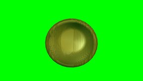 3d object artistically decorated glass with golden texture rotating on green screen