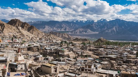 Clouds and Shadows Time-lapse footage: Shot at Leh city in Ladakh Region of India. Surrounded by Himalayan Mountain Range Leh city is one of the highest altitude tourist destinations in India