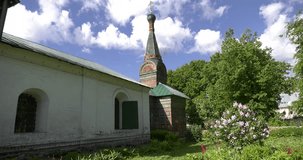 Video footage video view of beautiful old colourful church of Nicola The Wet in central Yaroslavl city in Yaroslavl Oblast area, 260 km north-east of Moscow, central Russia