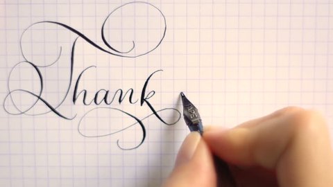 thank you phrase calligraphy and lettering pen vintage font
