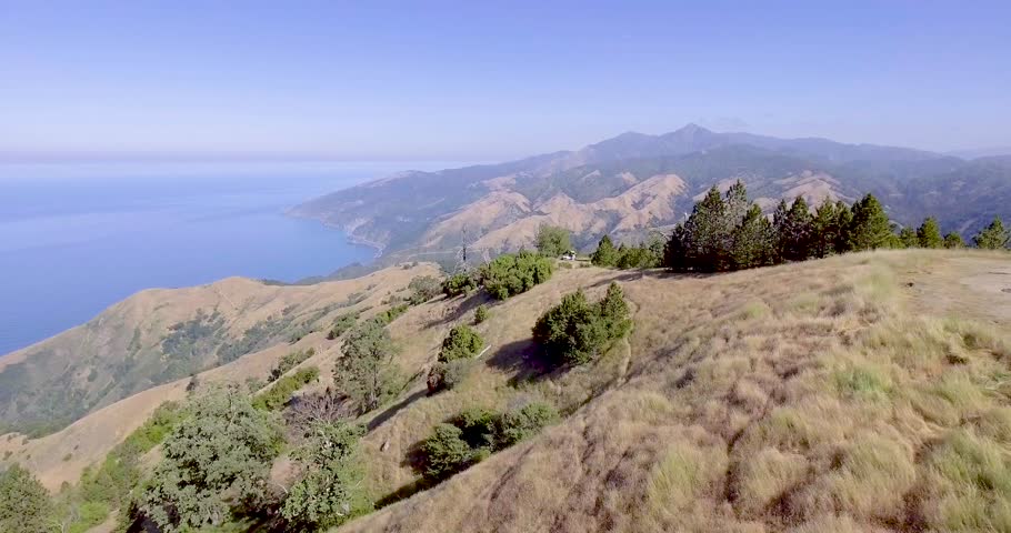 Aerial over coastline at Big Sur, California 
