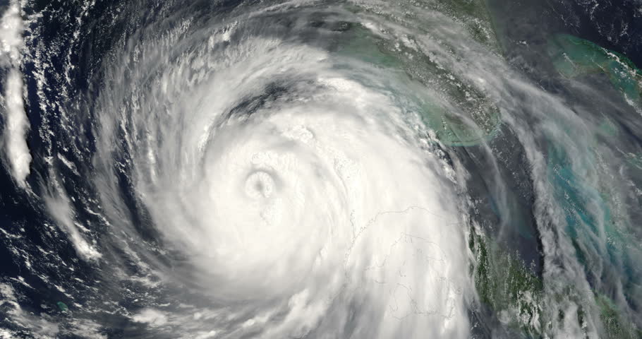Hurricane Katrina Spinning From Outer Space Close Up Animation, 4K some elements furnished by NASA images