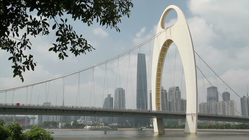GUANGZHOU - OCTOBER 2: Liede Bridge and Guangzhou Skyline on October 2, 2010 in