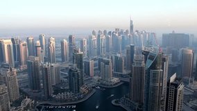Aerial timelapse of Dubai Marina, high resolution video shot with a professional camera
