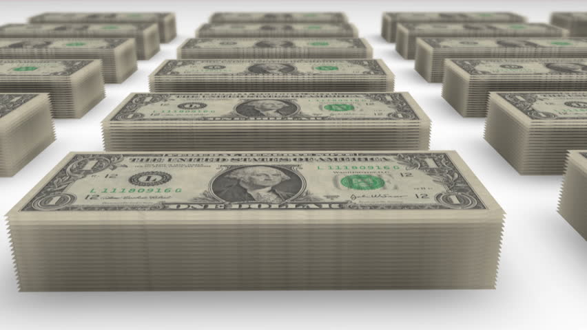 Travelling over one dollar bills piles Royalty-Free Stock Footage #2785786