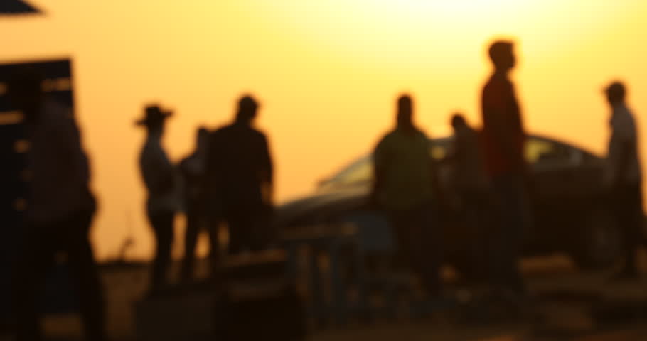 Silhouette of people in Desert