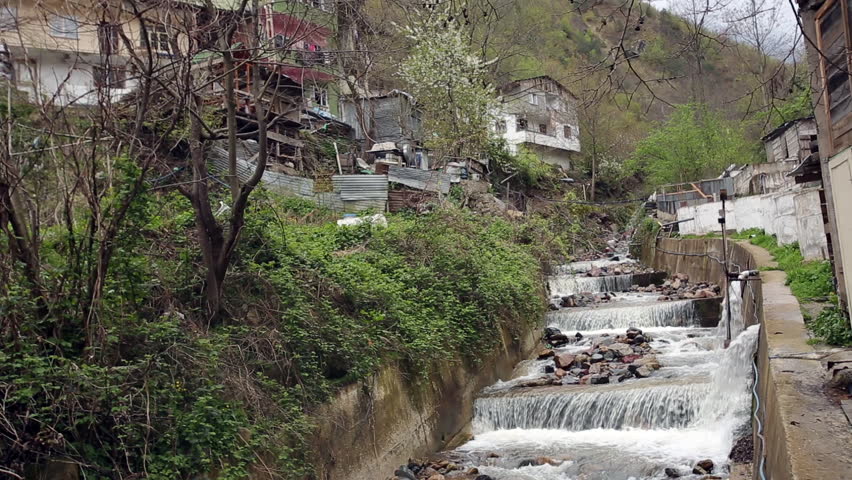 mountain stream in the forest water mill