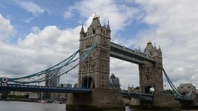 Timelapse HD video of Tower Bridge over the River Thames in London England