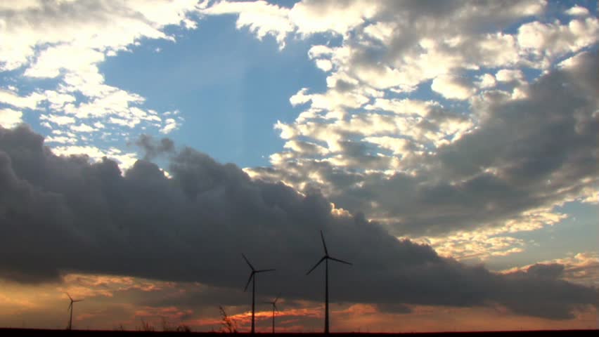 Wind Turbines with time lapse clouds