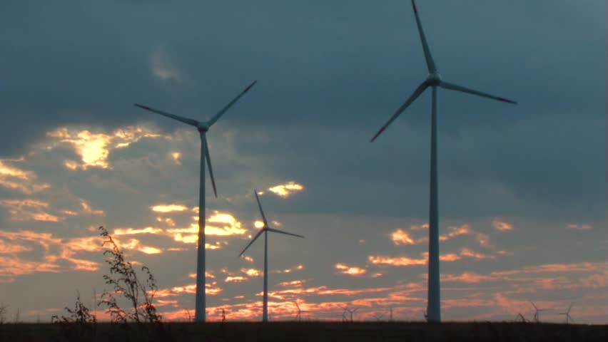 Wind turbines on sunset...