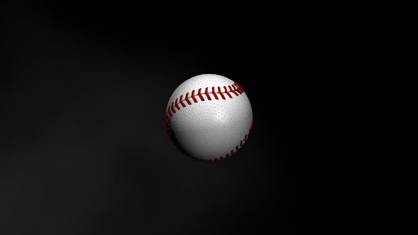Slow motion baseball ball fading in the dark.