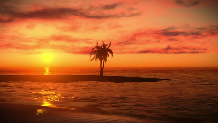 A beautiful sunset on a deserted island