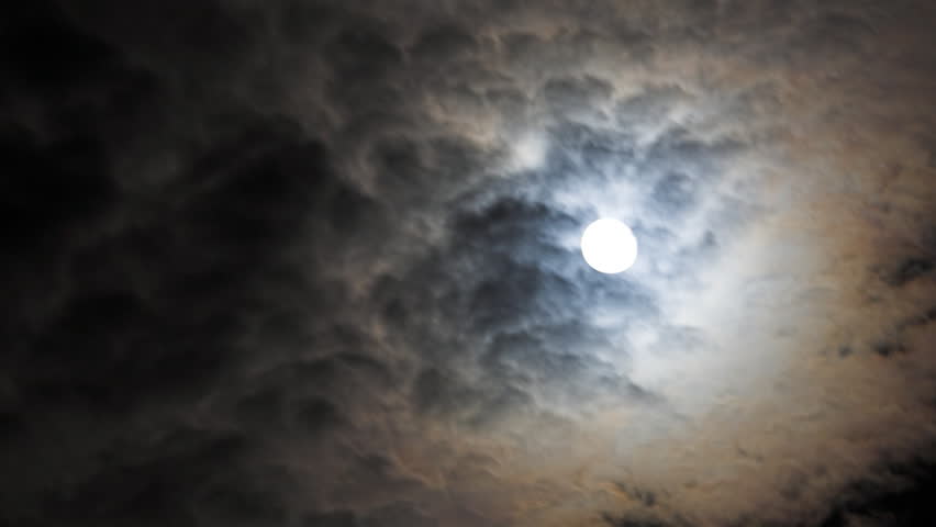 night sky with clouds and full moon 