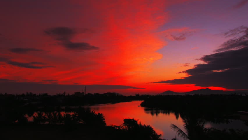 fast motion of tropical sunset 