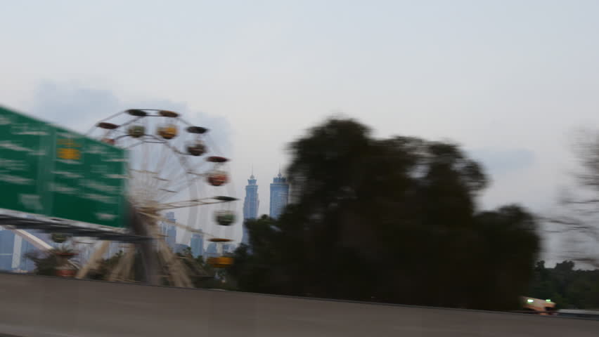 evening time dubai city al wasl road trip park panorama 4k uae