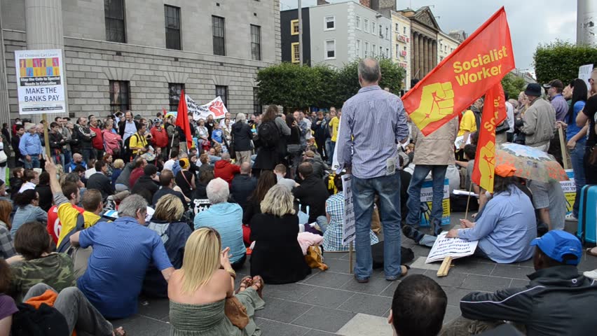DUBLIN, IRELAND - CIRCA 2011: Union supporters protest Irish government decision