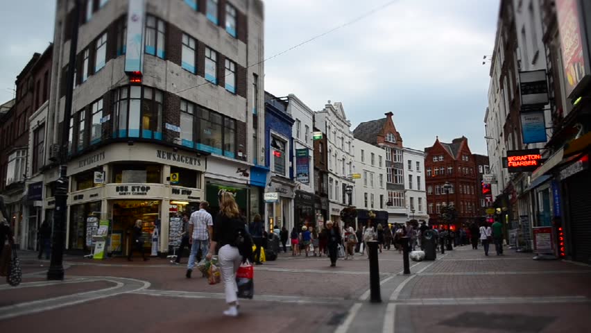 DUBLIN, IRELAND - CIRCA 2011: People walking in the famous Grafton Street circa