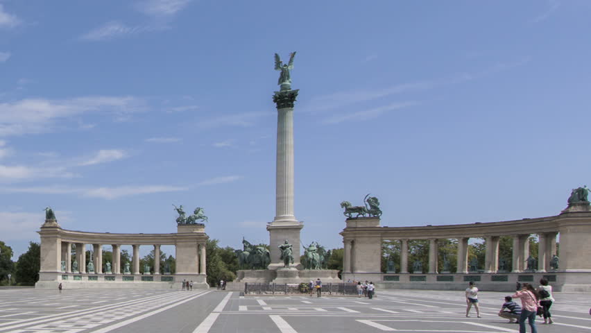 BUDAPEST, HUNGARY, JUN 24, 2011: Time lapse of Heroes's Square at Budapest