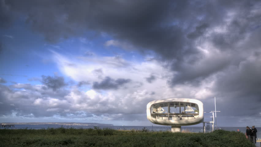 BINZ, GERMANY, OCT 19, 2011: HDR Timelapse of clouds passing by the Rescue Tower