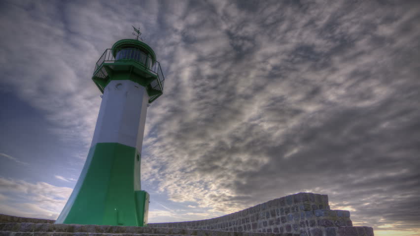 SASSNITZ, GERMANY, OCT 19, 2011: HDR Time lapse Lighthouse in Sassnitz, Germany