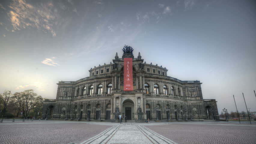 DRESDEN, GERMANY, NOV 7, 2011: Timelapse of the Semper Opera during sunset and