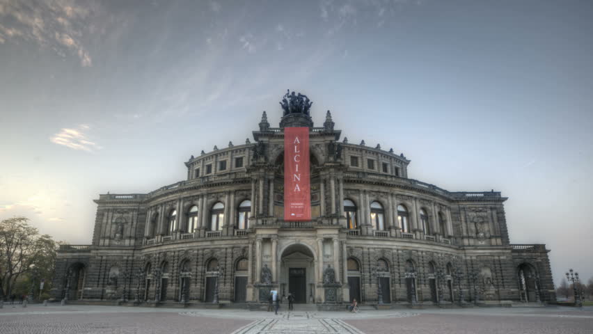 DRESDEN, GERMANY, NOV 7, 2011: Timelapse of the Semper Opera during sunset and