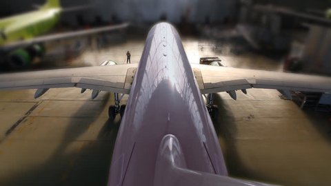airplane hangar start end loop Stock Video