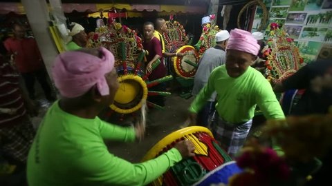 Kelantan, Malaysia - 10 June : Malay community playing Rebana Ubi, a Malay tambourine that is used in Islamic devotional music in Southeast Asia, particularly in Indonesia, Malaysia and Brunei. 