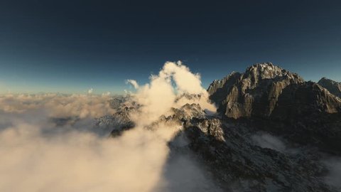 loop rotate camera above mountains