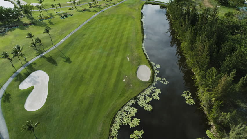 Golf course aerial view. Luxury golf court in Punta Cana, Dominican Republic