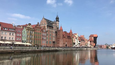 The Motlawa River and waterfront in Gdansk Poland