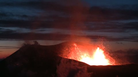 Volcanic Eruption in Iceland Marz 2010, Eyjafjallajokull. Footage taken in extreme conditions only a half mile from the crater during frequent gas explosions from advancing lava. A mountain is born.
