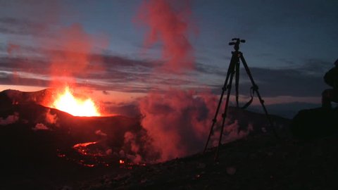 Volcanic Eruption in Iceland 2010, Eyjafjallajokull. Footage taken in extreme conditions only a half mile from the crater during frequent gas explosions from advancing lava. A mountain is born.