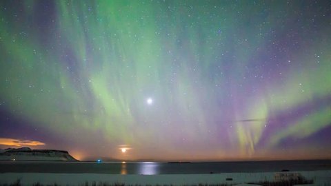 Beautiful Northern Lights or better known as Aurora Borealis time lapse view in 4K