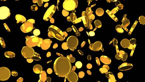 Falling Gold Coins On Black Background.
Loop able 3DCG render Animation.