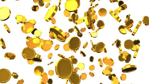 Falling Gold Coins On White Background.
Loop able 3DCG render Animation.