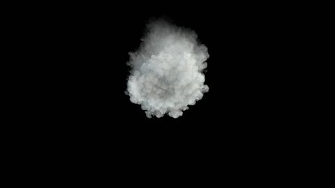 Middle size smoke puff at camera / dust puff (with alpha channel). Separated on pure black background.