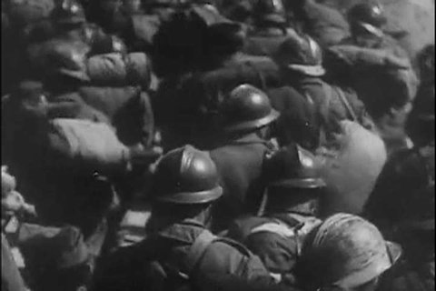 1940s: Hundreds of captured Allied soldiers are walked through Dunkirk in 1940.
