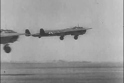 1940s: Luftwaffe planes take off in 1940.