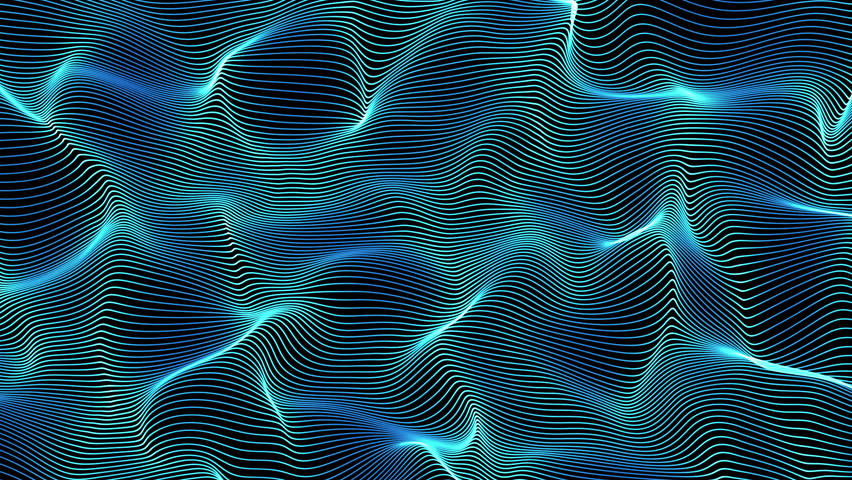 Blue abstract waves on black background - surface made of lines, vertical movement - seamless loop | Shutterstock HD Video #27992596