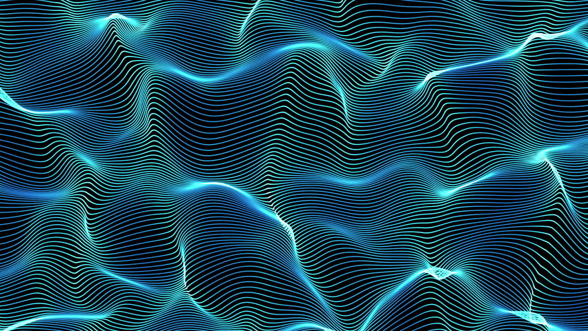 Blue abstract waves on black background - surface made of lines - seamless loop | Shutterstock HD Video #27992602