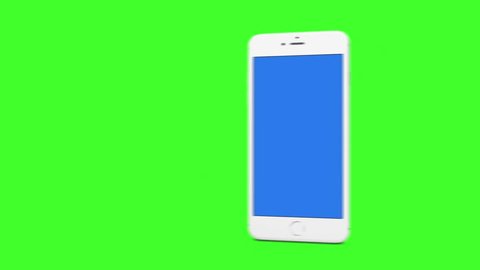 Bangkok, Thailand - June 20: white iphone 6 with blue screen animation on green screen background for matte color