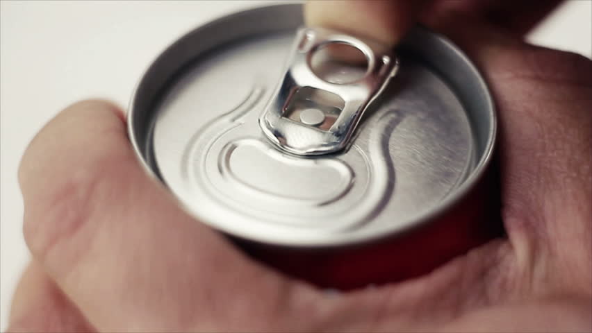 Opening can with a drink