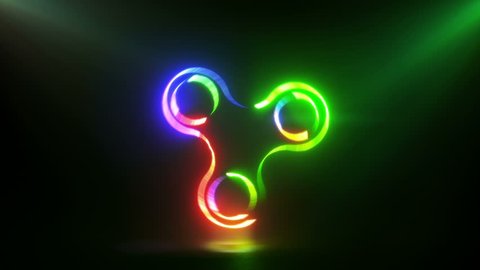 Glowing rotating red green and blue spinner