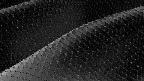 Abstract black and white low poly waving 3D surface as fantasy environment. Grey abstract geometric vibrating environment or pulsating background in cartoon low poly popular stylish 3D design. : vidéo de stock