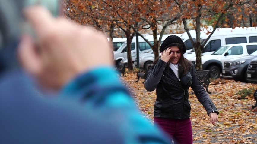 Young Teenager Having Fun on Autumn Park