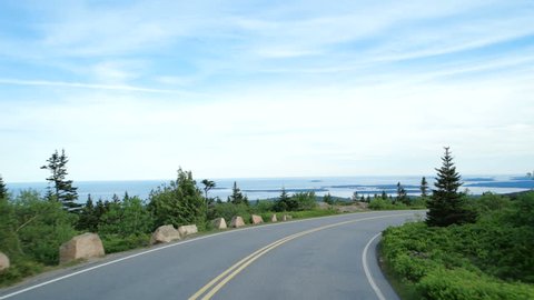 60FPS POV driving down the Cadillac Mountain in the Acadia National Park
