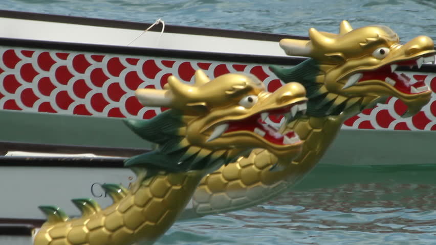 Dragon boats on Victoria Harbor, Hong Kong.