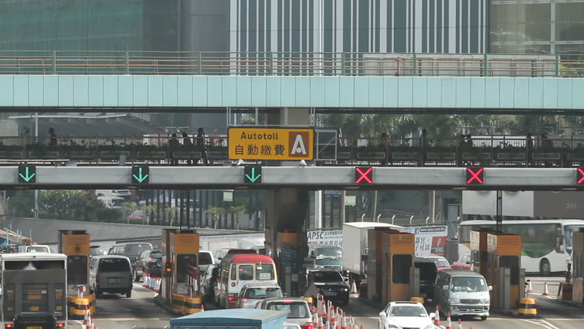 HONG KONG - MAY 19: Time lapse of Cross-Harbour Tunnel, Toll Station at Hung Hom